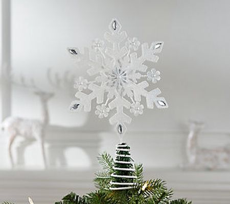 As Is Bethlehem Lights 13" Metallic Snowflake Tree Topper