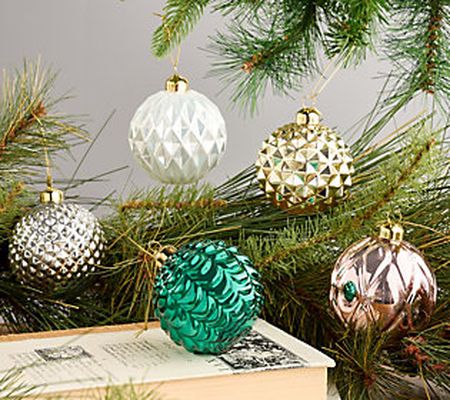 As Is BFF Collection S/5 Textured Glass Ornaments