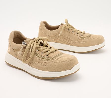 As Is BILLY Footwear Suede Lace-Up Zip On Sneakers-Jogger