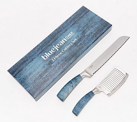 As Is Blue Jean Chef 2-Piece Forged Cutlery Set in Gift Box