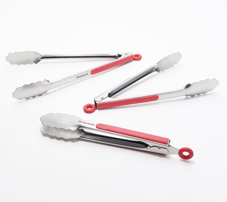 As Is Blue Jean Chef 3-Piece StainlessSteel Tong Set