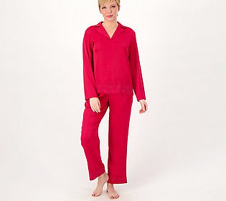 As Is Breezies Long Sleeve Notch Neck Popover w/ Pant