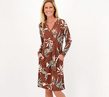 As Is Breezies Lounge Blissful Breeze Henley Knit Sleep Dres