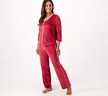 As Is Breezies Lounge Fleeced Lounge Set with Satin Trim