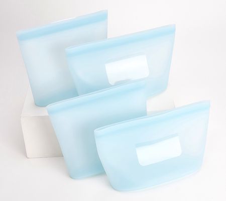 As Is c e ll a Set of 4 Silicone Reusable FoodStorageBags