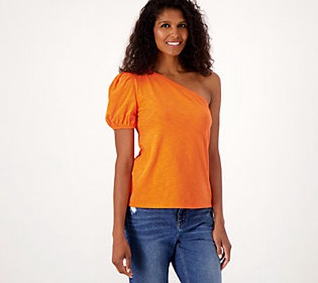 As Is Candace Cameron Bure Breezy Cotton One Shoulder Top