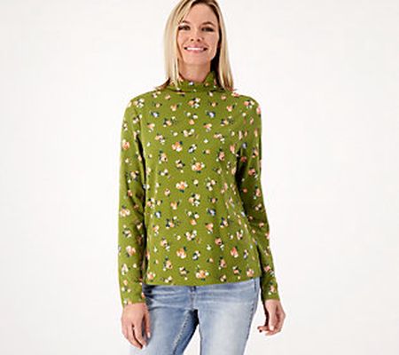 As Is Candace Cameron Bure Floral Printed Turtleneck Top