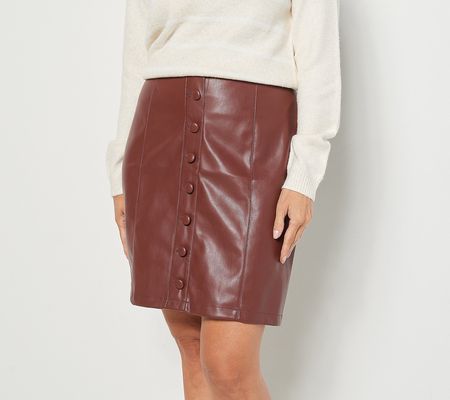As Is Candace Cameron Bure Petite Faux Leather Skirt
