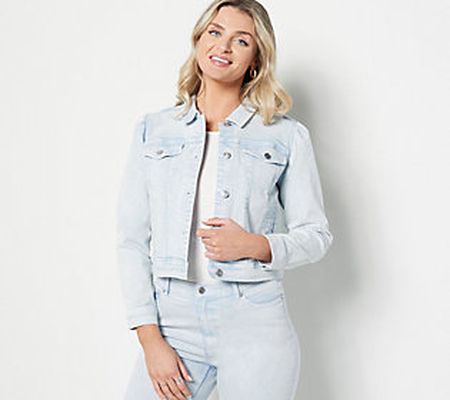 As Is Candace Cameron Bure Puff-Sleeve Color Denim Jacket