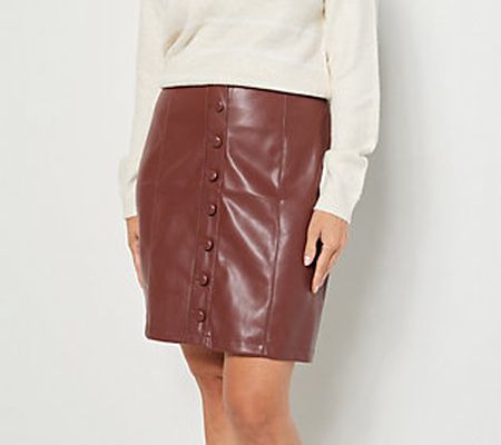As Is Candace Cameron Bure Regular Faux Leather Skirt