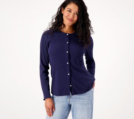 As Is Candace Cameron Bure Rib Knit ButtonFront Top