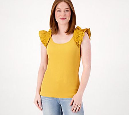 As Is Candace Cameron Bure Statement Ruffle SleeveKnit Top