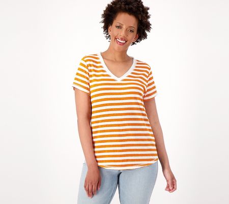 As Is Candace Cameron Bure Striped Short-Sleeve Tee
