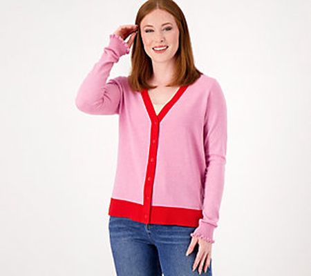 As Is Candace Cameron Bure Surfside Button V-Neck Cardigan