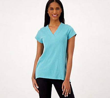 As Is Canyon Retreat Petite Crossover V-Neck High Low Tunic