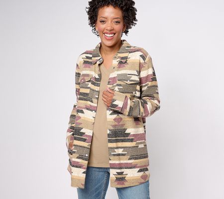 As Is Canyon Retreat Petite Jacquard Snap Front Shacket