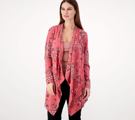 As Is Canyon Retreat Petite Open Front DropShouldrCardigan