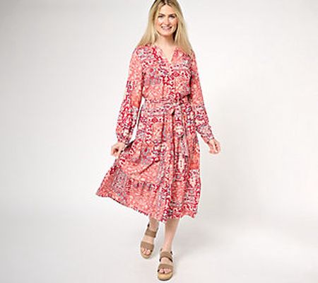 As Is Canyon Retreat Printed Tiered MidiDress
