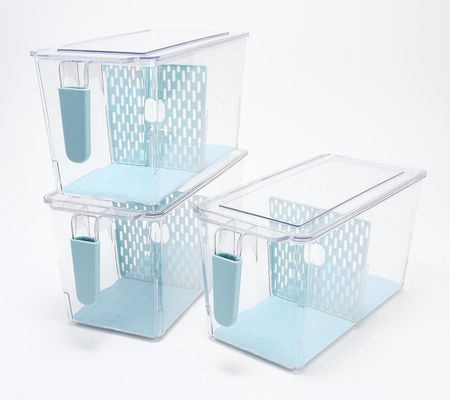 As Is Cella S/3 Stackable Organizing Bins w/ Dividers,Lids