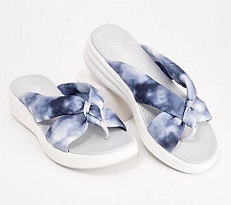 As Is Clarks Cloudsteppers Knotted SlideSandals