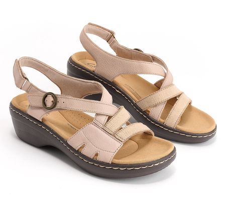 As Is Clarks Collection Adjustable Leather Sandals-Merliah