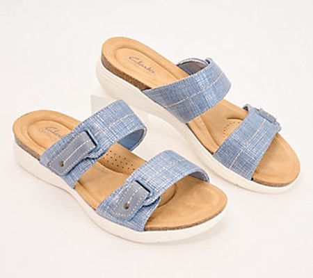As Is Clarks Collection Adjustable Slide Sandals - April