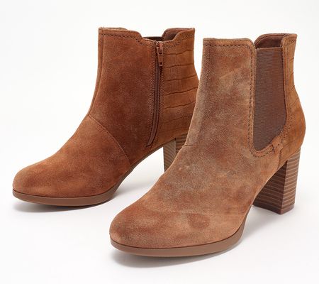 As Is Clarks Collection Leather Ankle Boot- Bayla Rose