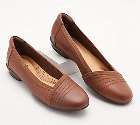 As Is Clarks Collection Leather Ballet Flats-Sara Erin