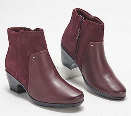 As Is Clarks Collection Leather Heeled Ankle Boots - Emily