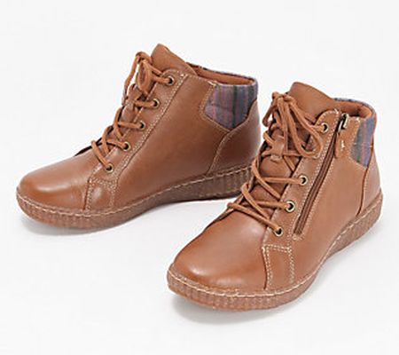 As Is Clarks Collection Leather Lace-Up Ankle Boots-Caroline