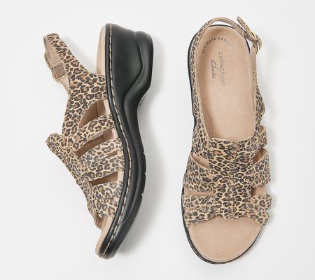 As Is Clarks Collection Leather Lightweight Sandals