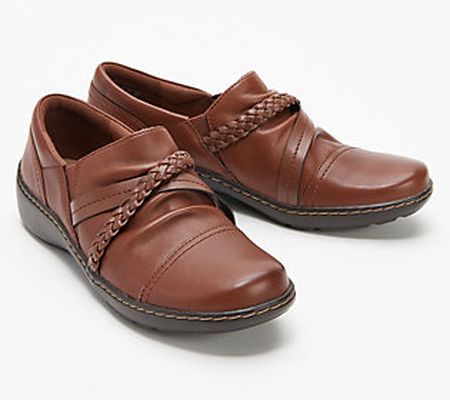 As Is Clarks Collection Leather Slip-Ons - Cora Braid