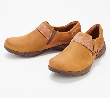 As Is Clarks Collection Leather Slip-Ons - Roseville Dot