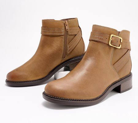 As Is Clarks Collection Leather StrappedAnkle Boot-Maye