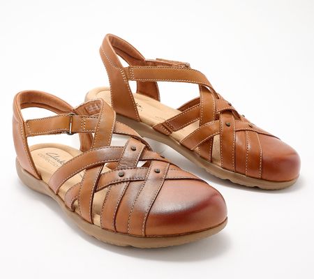 As Is Clarks Collection LeatherFisherman Sandal- Elizabe