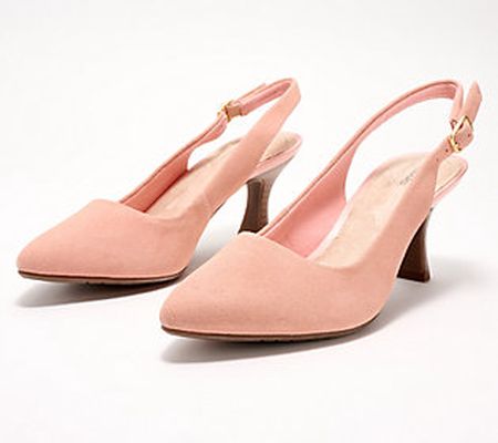 As Is Clarks Collection Sling-Back Leather Pumps