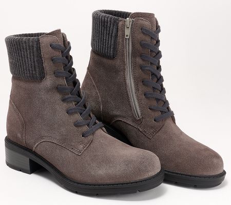 As Is Clarks Collections Leather Lace-Up Ankle Boot-