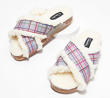 As Is Clarks Faux Fur Cross Band Slides