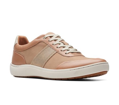As Is Clarks Lace-Up Leather Sneaker - Nalle Fern