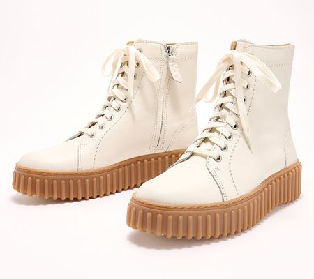 As Is Clarks Leather Lug Lace Up Ankle Boot- Torhill Rise