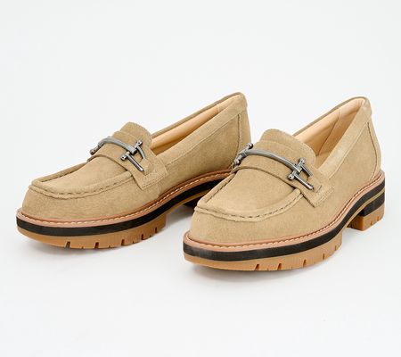 As Is Clarks Leather Lug Loafer- Orianna Bit