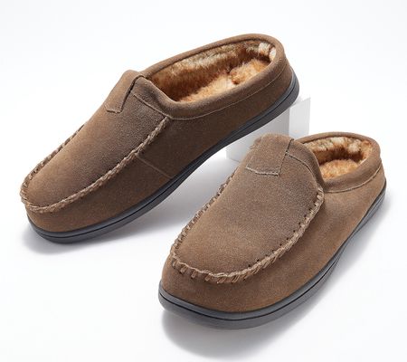 As Is Clarks Suede Men's Faux Fur Lined Clog Slippers