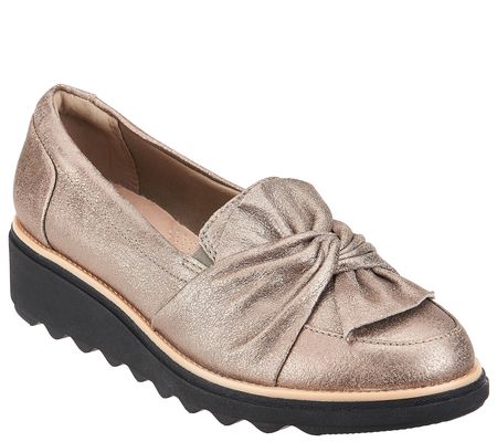 As Is Clarks Suede Slip-On Loafers w/ Knotted Detail