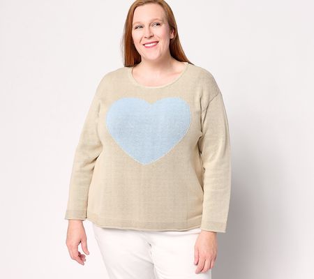 As Is Coldwater Creek Heart So Blue Sweater