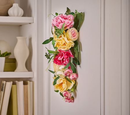 As Is Cottage Garden 24"Peony & Rose Teardrop by Valerie