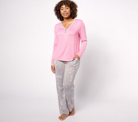 As Is Cuddl Duds Bliss Knit Henley Pajama Set
