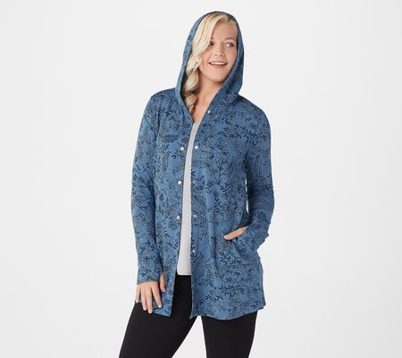 As Is Cuddl Duds Comfortwear SnapFront Hooded Cardigan