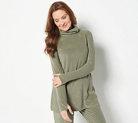 As Is Cuddl Duds Corduroy Funnel Neck Pullover