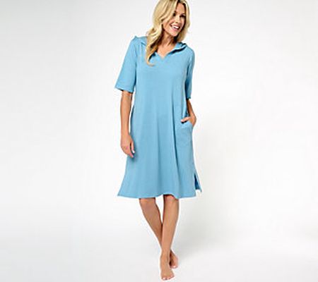 As Is Cuddl Duds Cotton Core Hoodie Lounger Dress