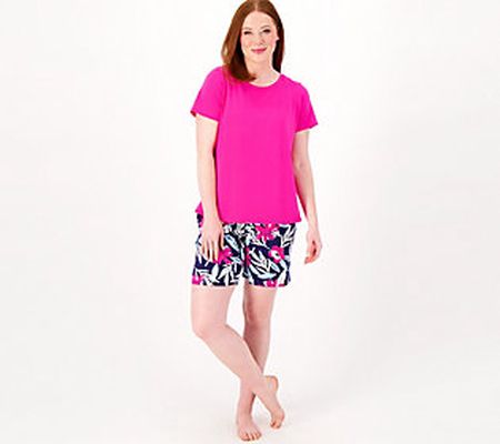 As Is Cuddl Duds Cotton Core Scoop Tee/Shorts Pajama Set